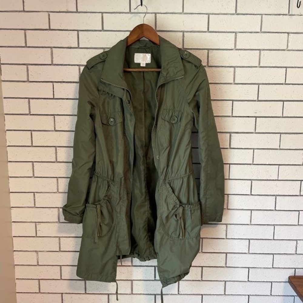 Xhilaration Womens Olive Green Utility Jacket Military Parka Coat Size M